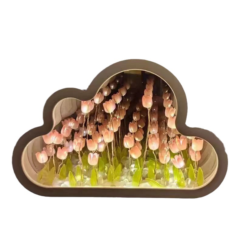 Nube Tulip espejo noche luz regalo para niñas vacaciones creativo escritorio decoración regalo dormitorio linterna