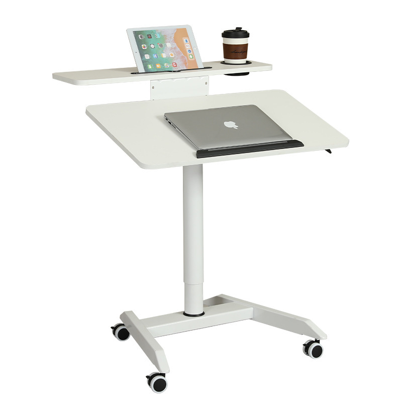 Small Space Savior Double-Layer Desktop Storage Pneumatic Office Study Dual-Purpose Table Compact Flip Desk