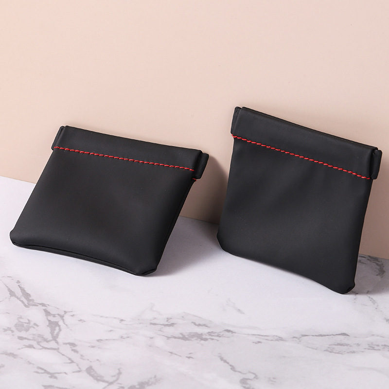 自动闭合口布袋 PU皮布耳机包装袋 便携简洁数据线充电器收纳袋