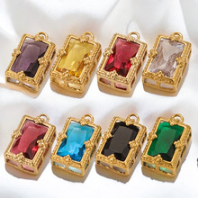 DIY饰品配件不锈钢欧美镶水晶锆小吊坠钛钢吊坠手工耳饰材料配件