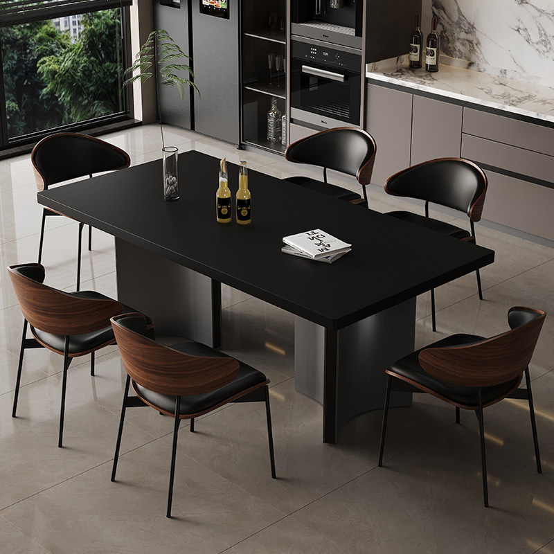 Mesa y silla de comedor de tabla de roca italiana, mesa de comedor de tabla de roca moderna y ligera, mesa de comedor de tabla de roca