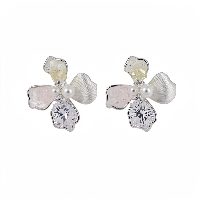 Agujas de plata, flores de perlas, aretes de perlas, viento dulce, aretes de temperamento fresco, aretes ligeros de lujo, aretes de alta calidad al por mayor. image 6
