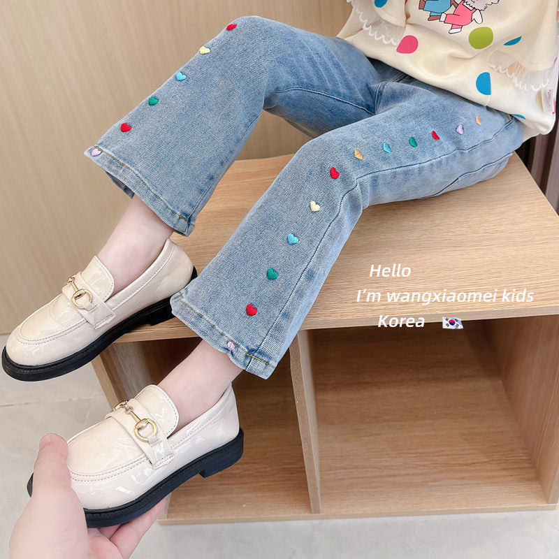 Niños versátiles ropa infantil niñas jeans primavera y otoño pantalones de moda pantalones elásticos pantalones delgados niñas image 2