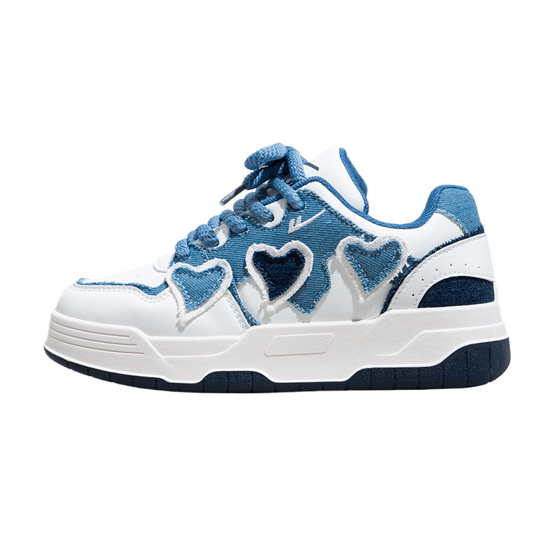 Retirada jeans azul casual zapatos de skate versátiles primavera y otoño 2026 amor zapatos de diseño de dopamina zapatos de suela gruesa para mujeres