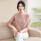 秋冬新款中老年女装风针织衫长袖秋季妈妈毛衣大码宽松打底衫，女装针织衫/毛衣，妃慕昵服饰