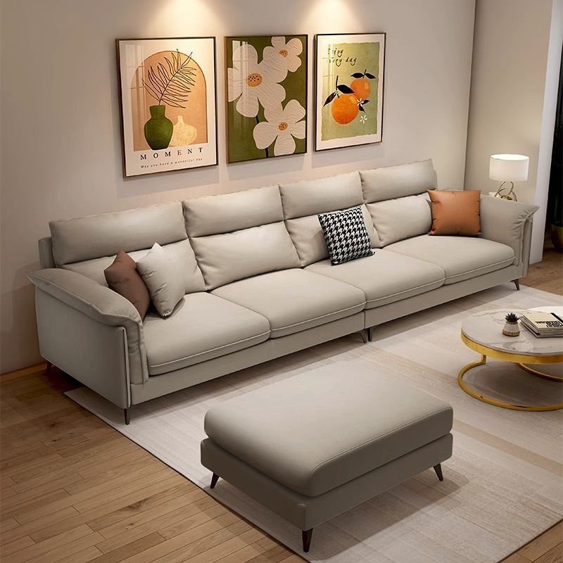 Italian Minimalist Cat Scratch Leather Modern Simple Small Apartment Sofa Living Room Rental House Three-Person Straight Row Technology Cloth Sofa