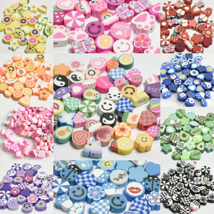 9-11mm Cross-Border Mixed Soft Clay Beads DIY Jewelry Accessories Soft Clay Bracelet Heart-Shaped Round Soft Clay Beads