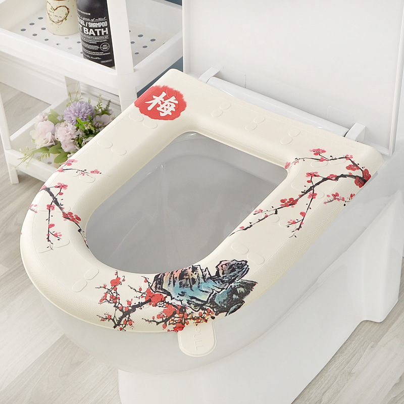 防水トイレマット、トイレシート、冬用、四季通用、トイレシリコンフォームリング、便座カバー、中国風|undefined