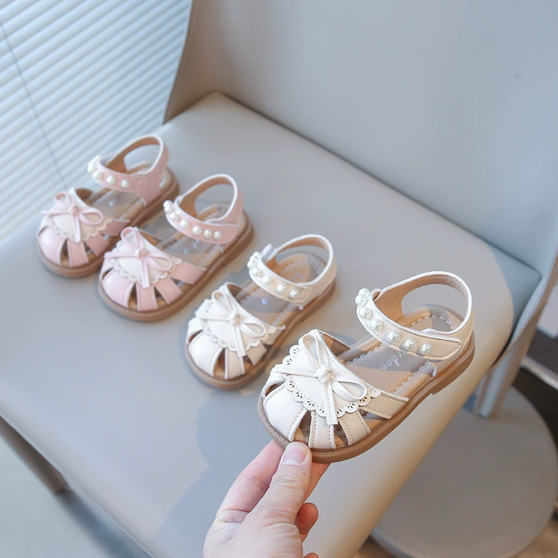 2025 Сандалии Принцесса с бантиком Летние новые сандалии для девочек Мягкая подошва Обувь для малышей