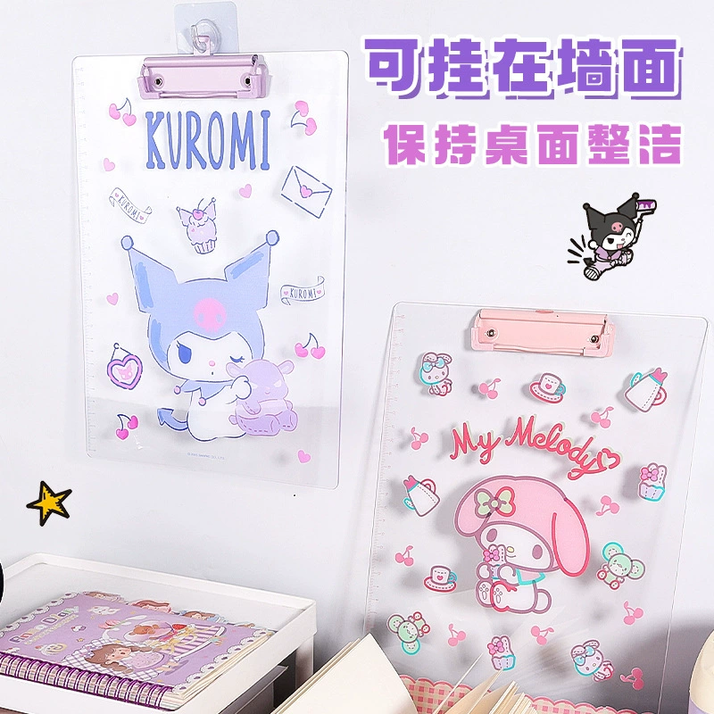 Прозрачная A4 папка-клипборд (Sanrio), мультяшные принты, акриловая школьная папка