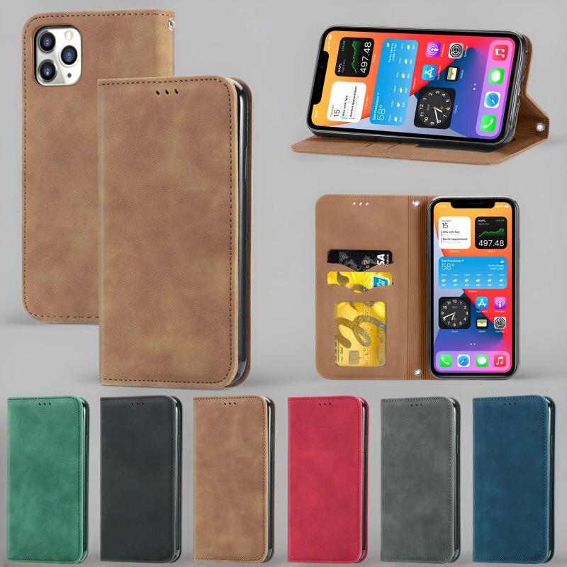 Suitable for Iphone17Promax Mobile Phone Case with Card-Insertable Skin-Feel Flip Cover and Magnetic Suction Apple 16Plus Mobile Phone Leather Case