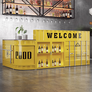 Industrial style retro cashier counter bar net red restaurant corner front desk curved container reception desk wrought iron counter