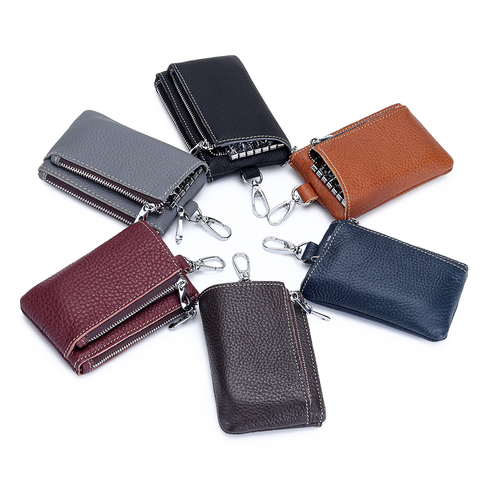 Cowhide Multifunctional Key Bag Men's and Women's New Large Capacity Key Change Card Storage Bag Genuine Leather Key Bag