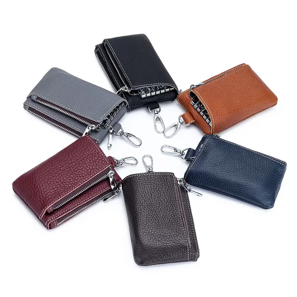 Cowhide Multifunctional Key Bag Men's and Women's New Large Capacity Key Change Card Storage Bag Genuine Leather Key Bag