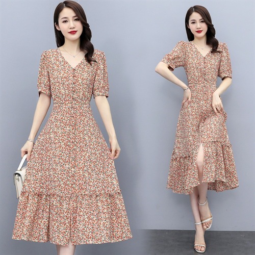 Summer retro elegant shiffon long dress