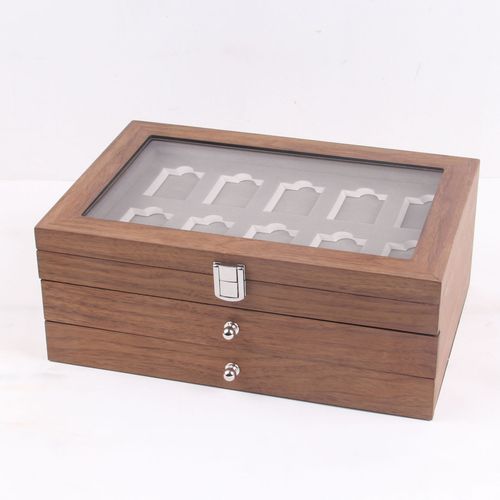 Wooden lighter gift box storage box 30 grid black walnut lighter cigarette butt display box collection box