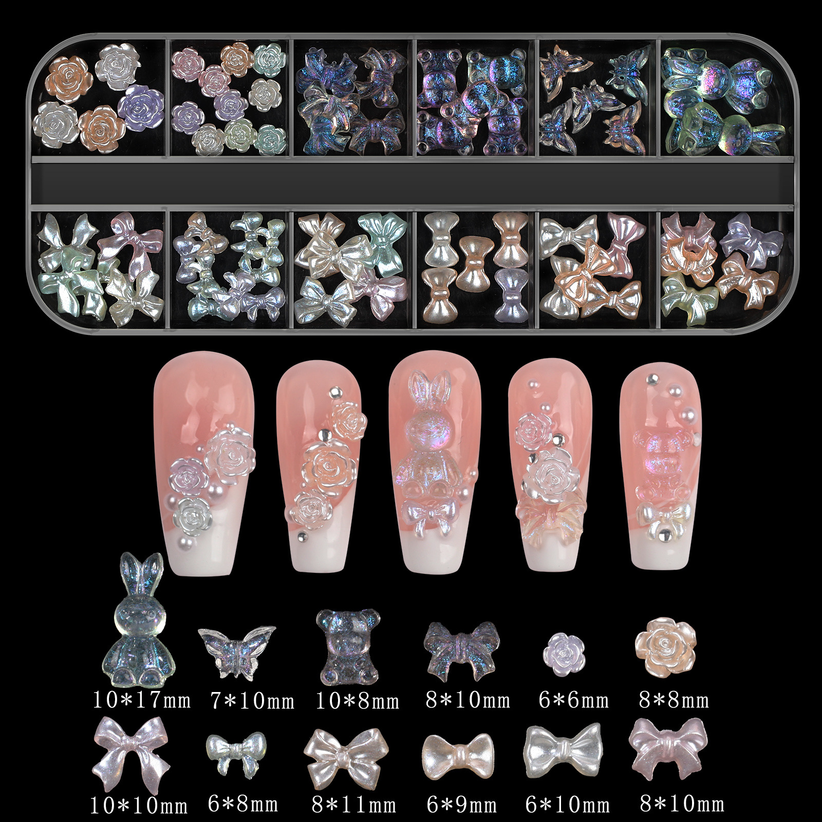50g Weight Nail Decoration Accessories Nail Supplies Resin Material Flower, Butterfly Pattern Flower Butterfly Resin Nail Decoration Accessories 13