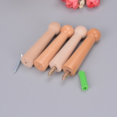 Clothes hook, white embryo single hook, wall hook, solid wood clothes hook, coat hook, door hook, bag hook, coat hook