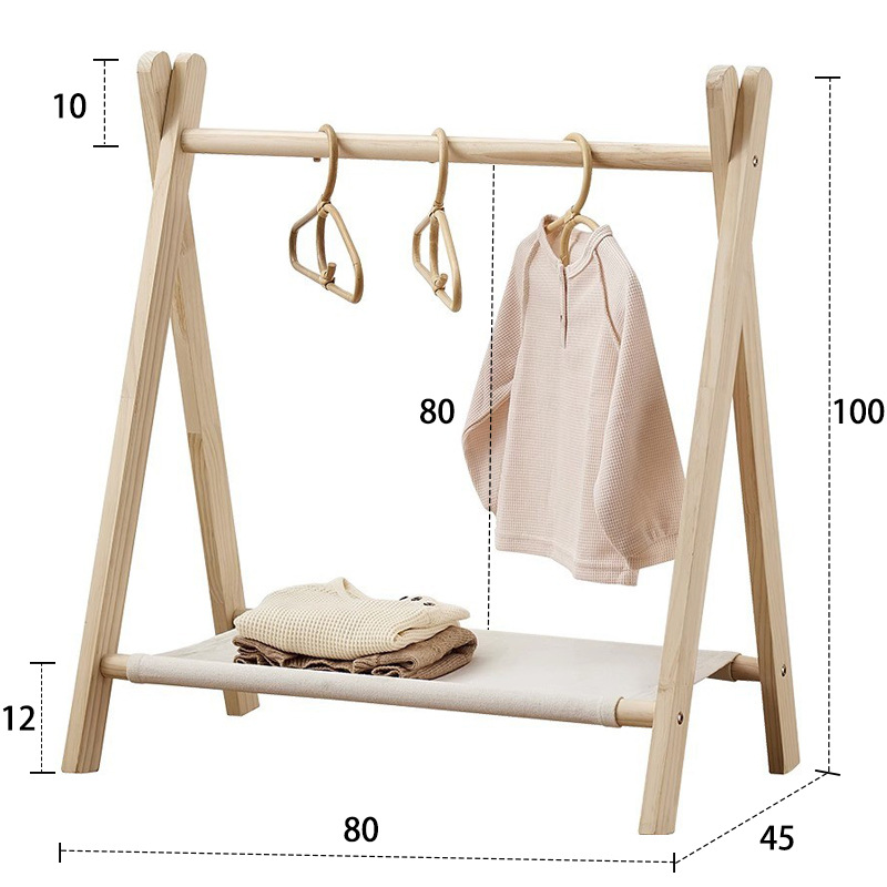 솔리드 우드 접이식 코트 랙 길이 80 높이 100cm