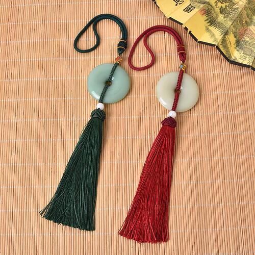 Car pendant safety buckle access safety pendant imitation jade car interior rearview mirror decoration car pendant weaving