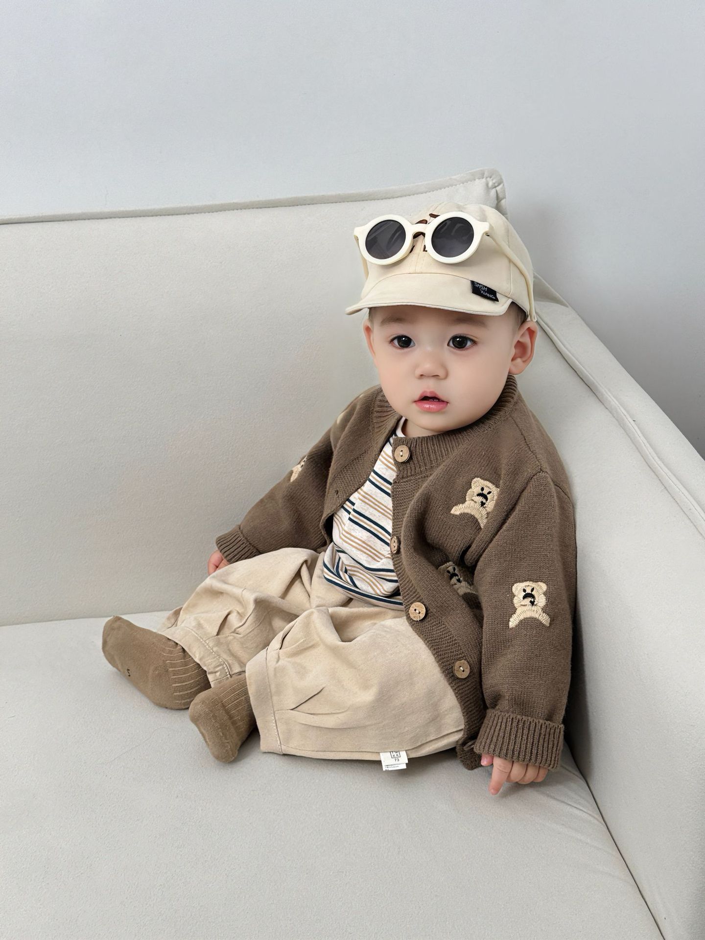 Knitted sweater for men and women, children's spring cartoon cardigan, Korean style, with little bears 5