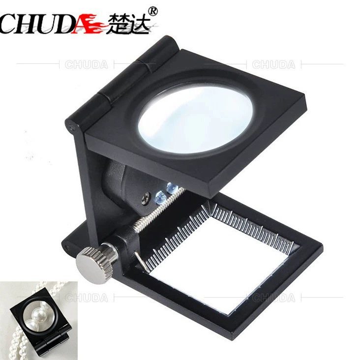 Chuda 10 раз металлическое зеркало с указателем из цинкового сплава складное зеркало голубиный глаз светодиодная Лупа