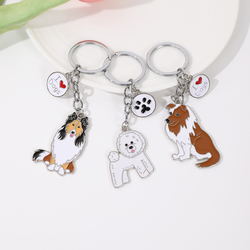 TikTok Explosions Pet Dog Keychain Pendant Metal Key Ring Decorations Holiday Gifts Couple Bag Accessories