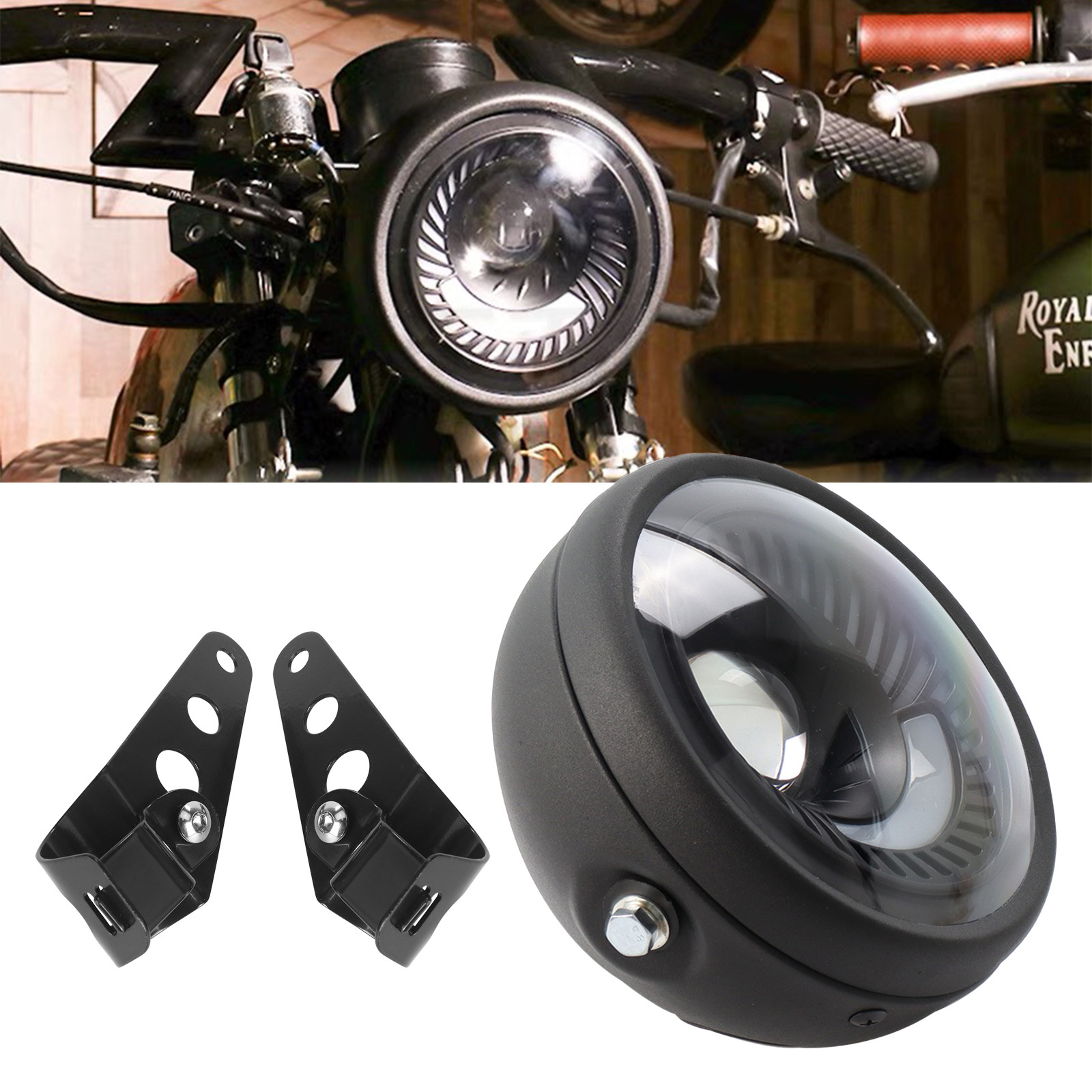 Motorcycle Swirl-Shaped 6.5inch Led Headlight Harley Led Headlight Retro Headlight Metal Led Headlight