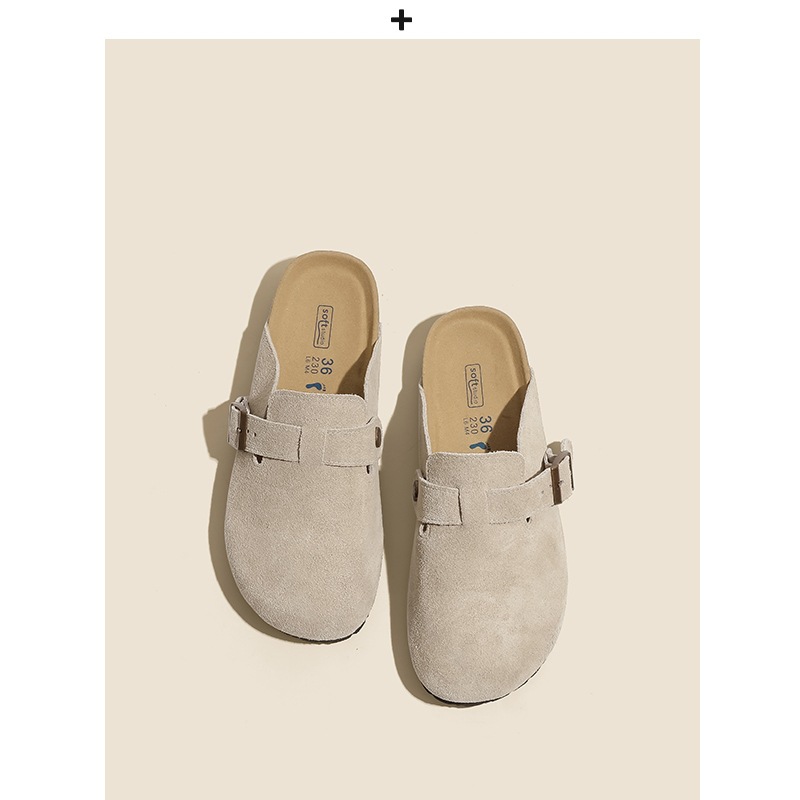 Sanxi mismo estilo exterior desgaste cerrado toe Boken zapatos medias zapatillas Carya completo de cuero suave Boken zapatos de suela gruesa de mujer