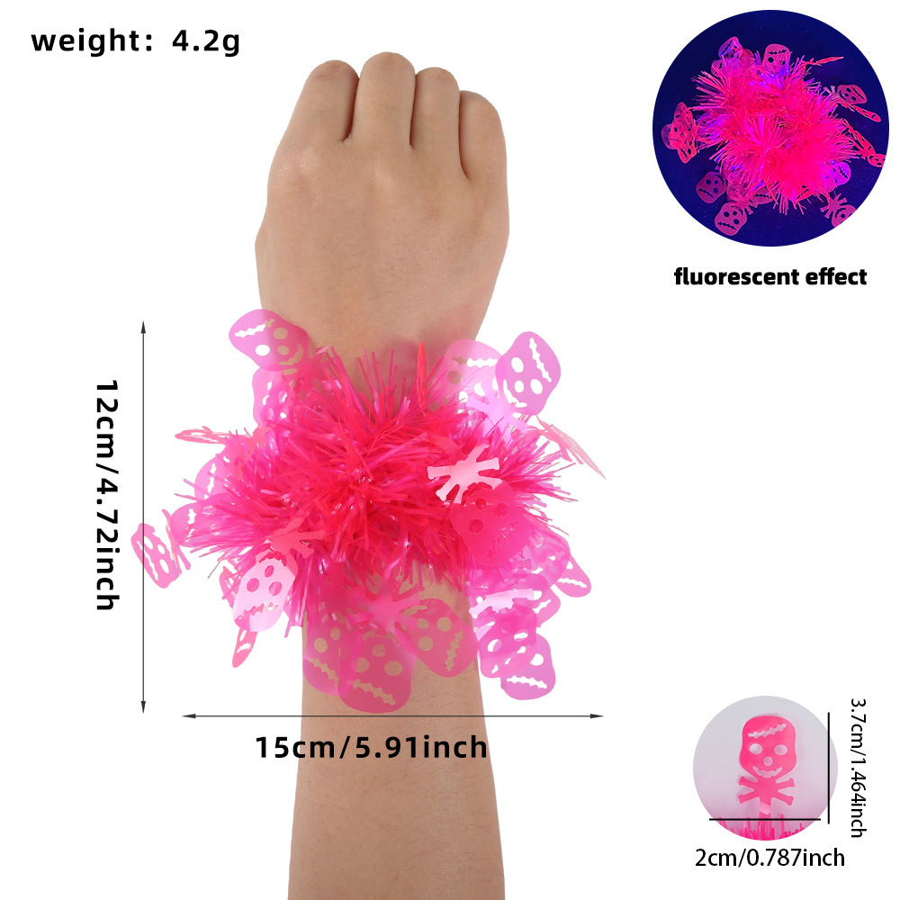 Transfronterizos Halloween fluorescente banda de muñeca fantasma fiesta de luz nocturna decoración calabaza fantasma calavera brazalete flores