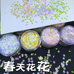 越境新品異形春田花流麻ネイル梅の葉スパンコール耐溶剤花偏光金葱片