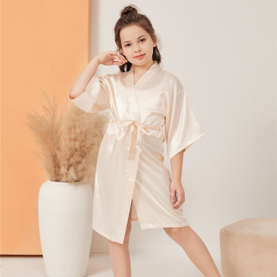 children Satin silk robe Bathrobe CUHK have more cash than can be accounted for Plain colour Smooth summer Thin section Cardigan