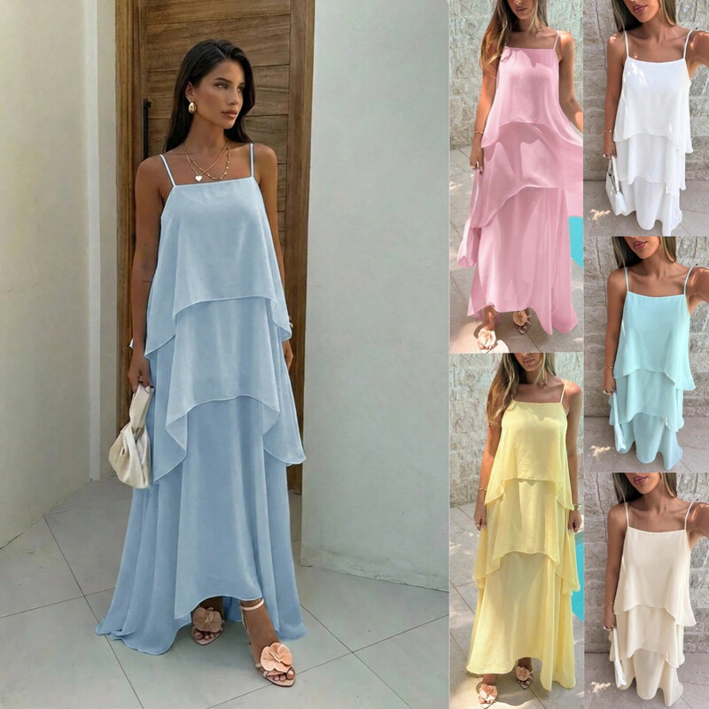 2026 European and American cross-border dress, women's summer elegant tropical garden party vacation dress 2026 European and American cross-border dress, women's summer elegant tropical garden party vacation dress