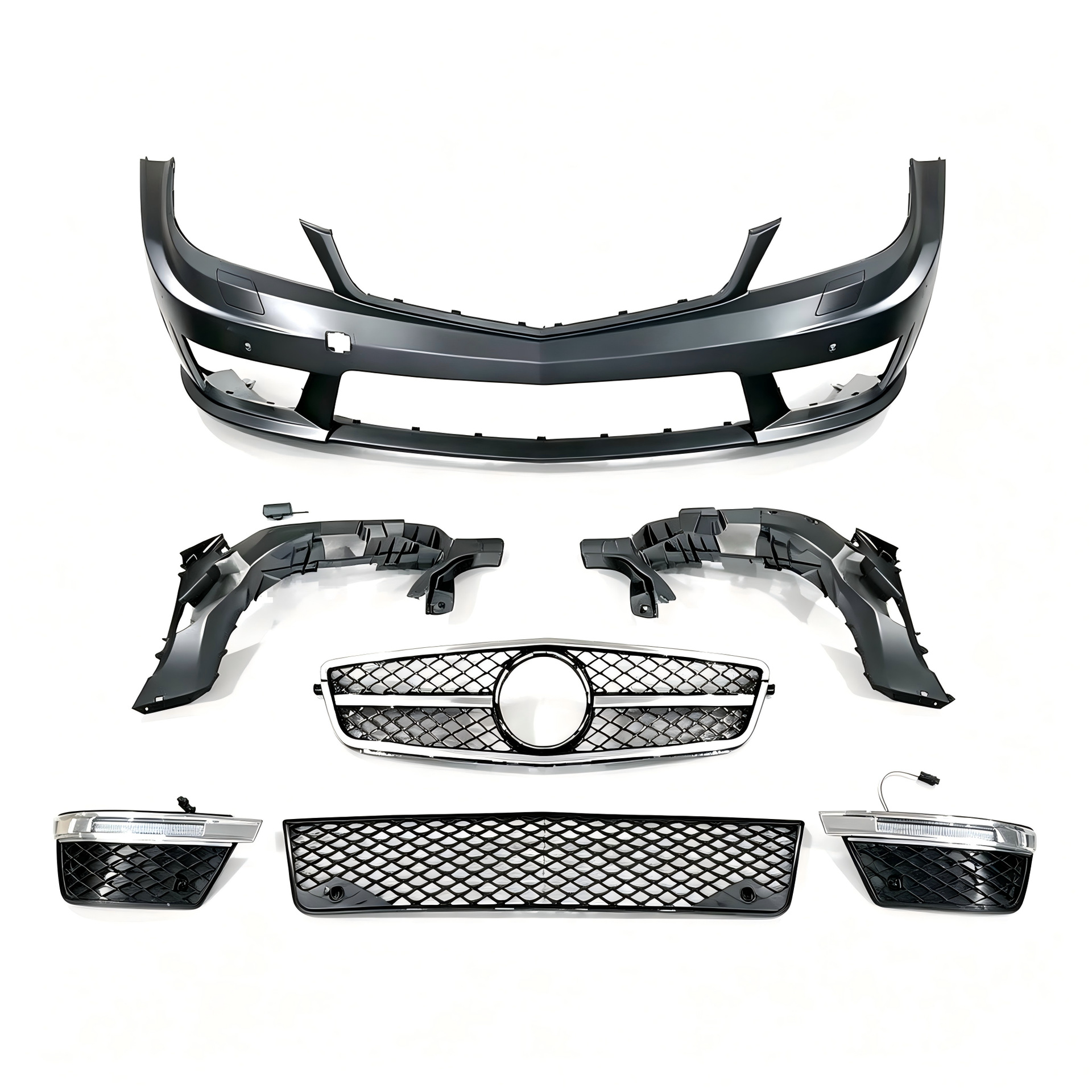 Suitable for 2007-2014 Mercedes-Benz C-Class S204 models, for C63 AMG-style wide body kit, C260 and C300 models, including front and rear bumpers