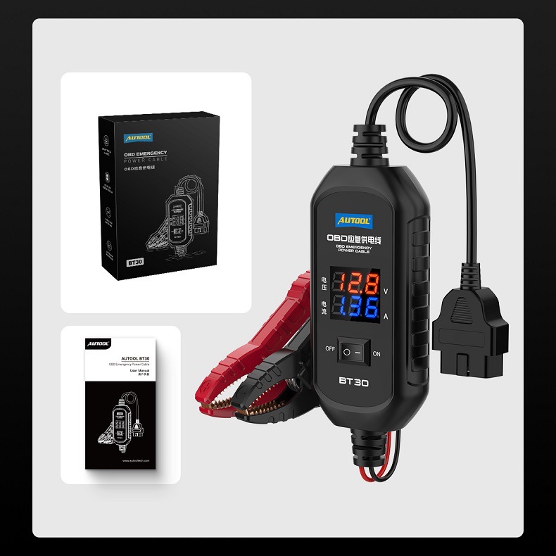AUTOOL BT30 OBD línea de batería herramienta de alimentación continua computadora apagado reemplazo batería línea de suministro de energía de emergencia