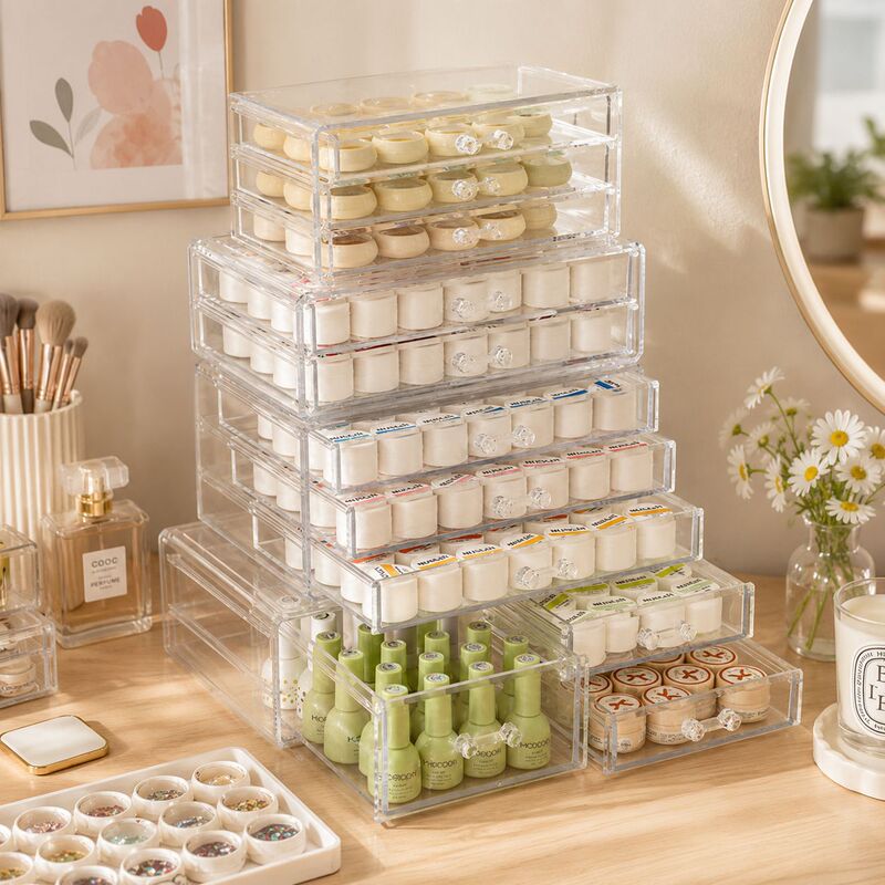 Acrylic Transparent Multi-Layer Storage Box for Nail Polish Gel, Desktop Nail Polish Organizer, Trendy Acrylic Storage Container Acrylic Transparent Multi-Layer Storage Box for Nail Polish Gel, Desktop Nail Polish Organizer, Trendy Acrylic Storage Container