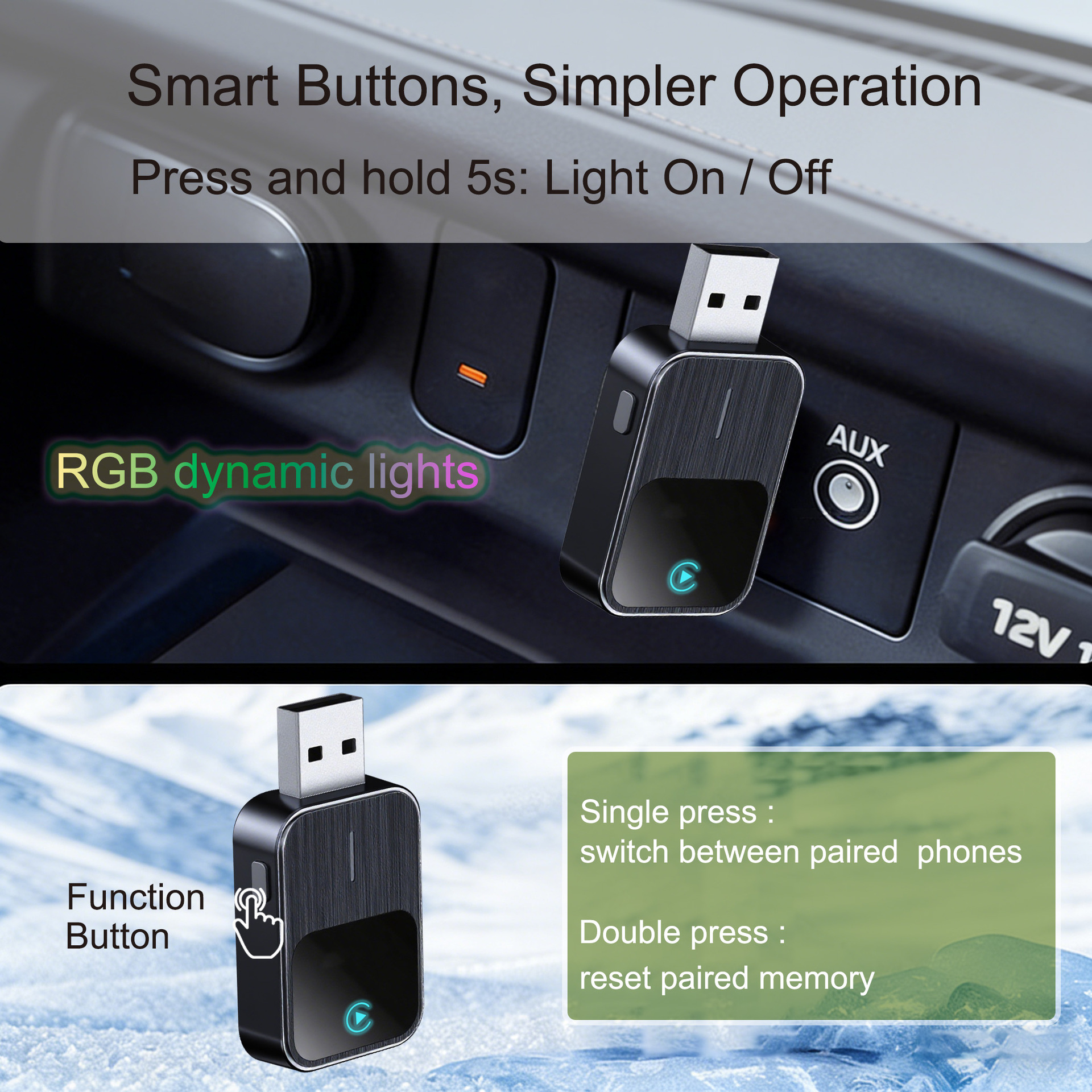 Upgraded Wireless Carplay Box Androidauto Two-In-One Adapter Car Connectivity 2025 Cross-Border