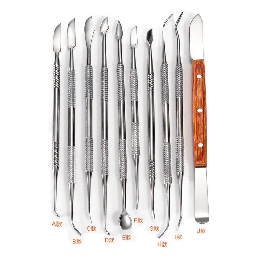 Cuchillo de trinchar dental de acero inoxidable, kit de cera, juego de 10 piezas, juego de cuchillo mecánico, tallado en arcilla, herramienta de práctica manual al por mayor