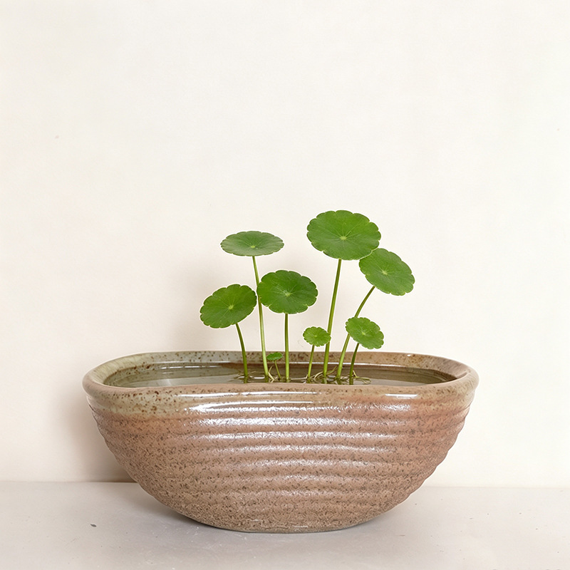 Non-porous hydroponic flower pot, ceramic wood-fired concave-convex flower pot, rustic breathable creative personalized frosted simple faux-stone design Non-porous hydroponic flower pot, ceramic wood-fired concave-convex flower pot, rustic breathable creative personalized frosted simple faux-stone design