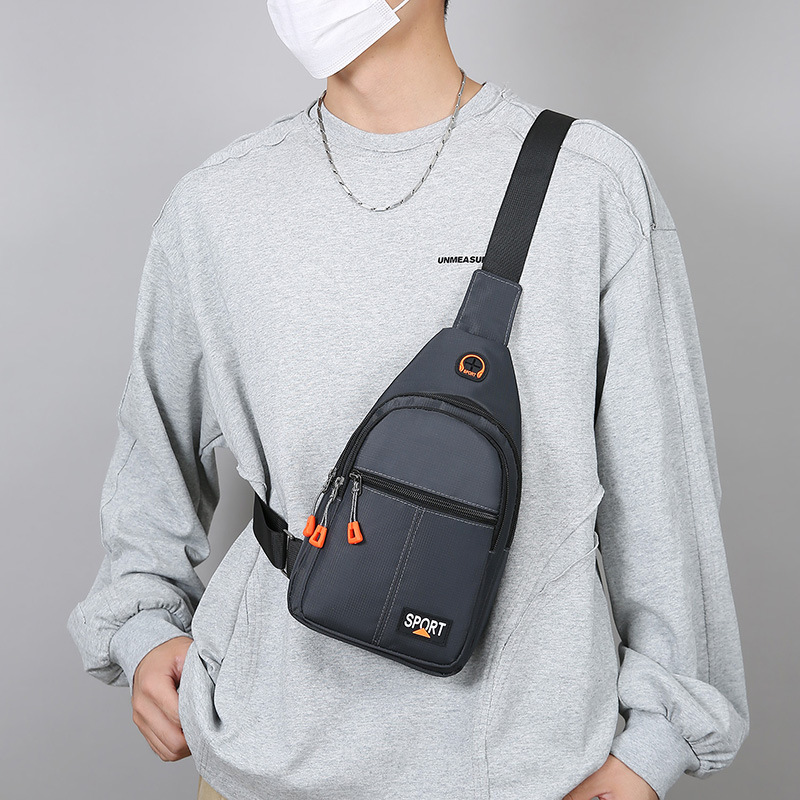 Bolsa de hombro simple ocio de gran capacidad, agujero de auriculares de almacenamiento multicapa, bolso de pecho portátil, bolso de transporte deportivo al aire libre