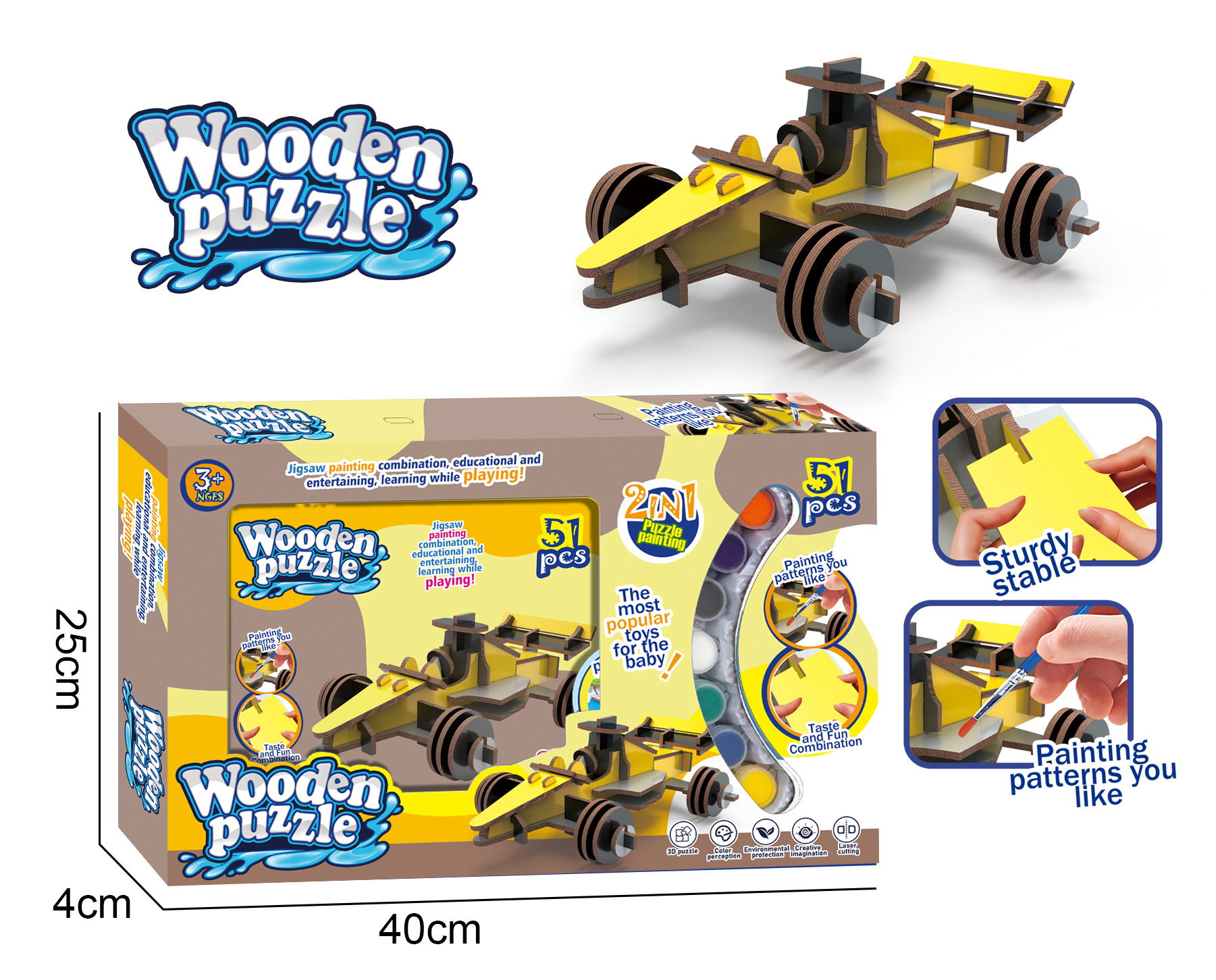 Puzzles de madera transfronterizos DIY 2 en 1 colorido graffiti puzzle puzzle juguetes de regalo para niños regalos lotes