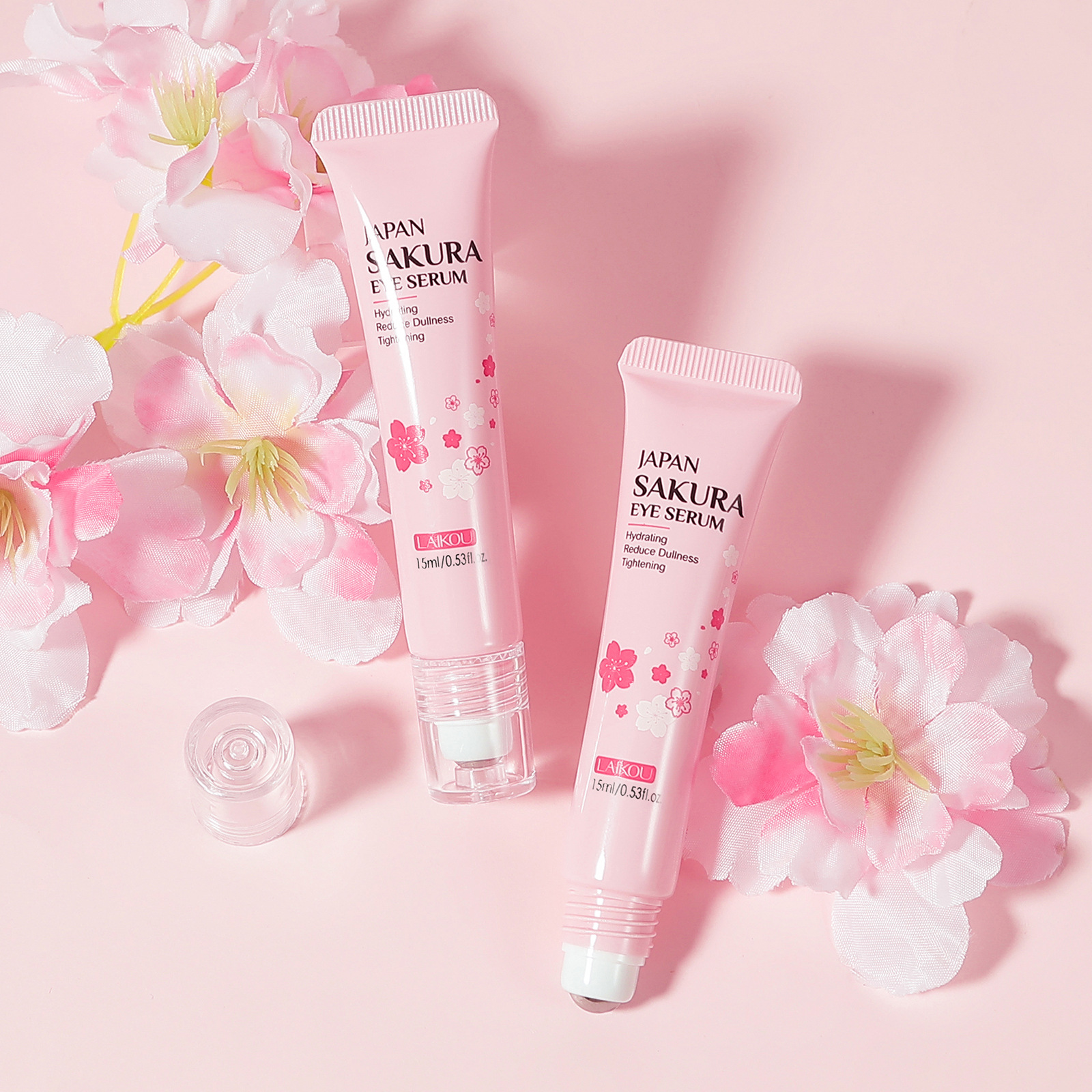 LAIKOU Cherry Blossom Eye Serum 15ml Roll-on Massage Eye Care Cream Moisturizing and Hydrating Skin Care Product undefined