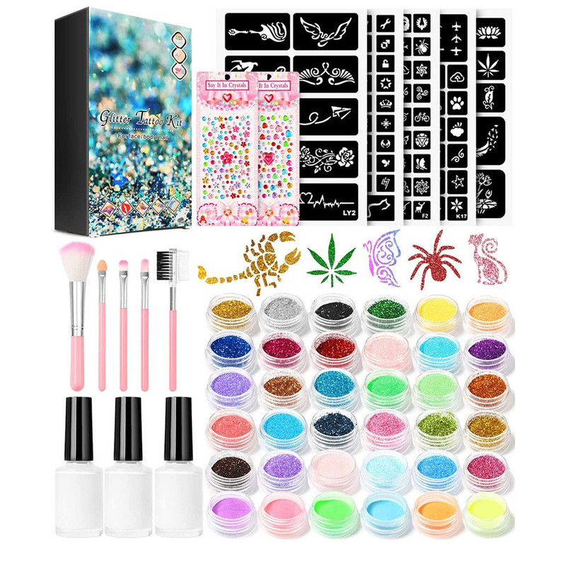 Diamond painting suit 200 tattoo template spray tattoo glitter luminous body painting stage glitter makeup Diamond painting suit 200 tattoo template spray tattoo glitter luminous body painting stage glitter makeup