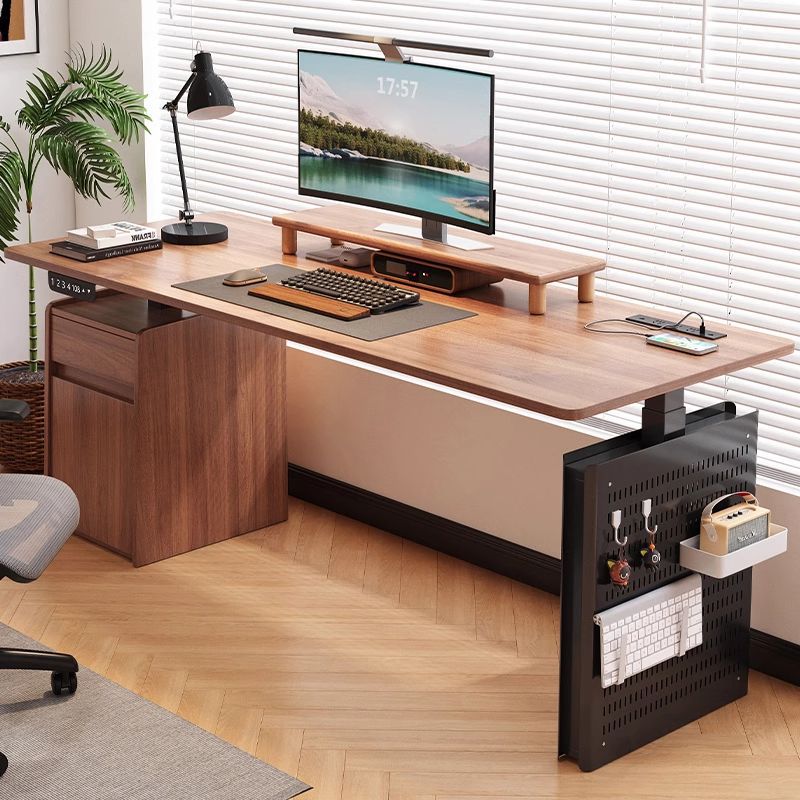 Solid Wood Electric Lift Table Smart Office Computer Table Bedroom Home Study Desk Adult E-Sports Table Workbench
