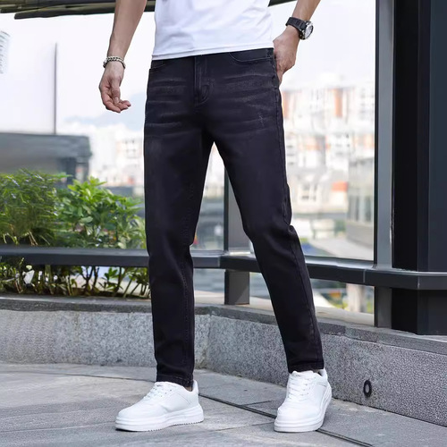 High-Quality European and American Men's Elastic Tailored Jeans Independent Website Amazon Classic Three Colors