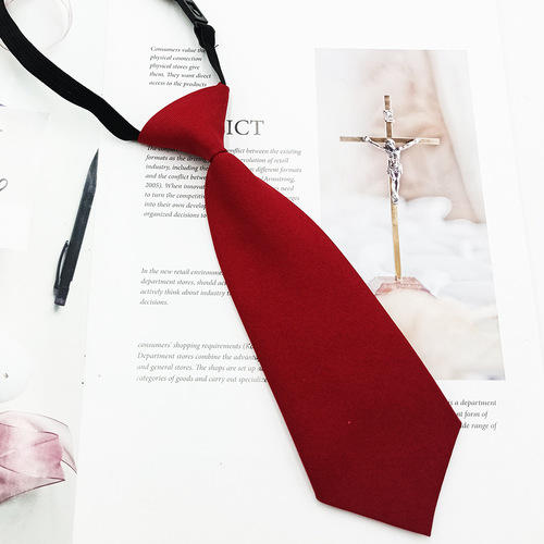 Wholesale solid color children's tie 23cm fashionable college style girls' school uniform with JK tie short style
