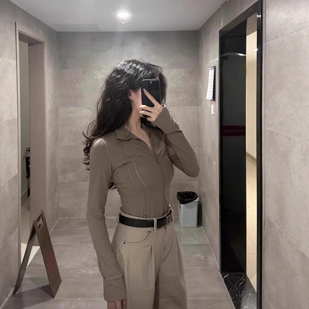 Fitness Yoga Tops for Women 2026 New Sports Cardigan Cycling Tops for Women Waist-Cinching Slim-Fit Quick-Drying Sun Protection Clothing