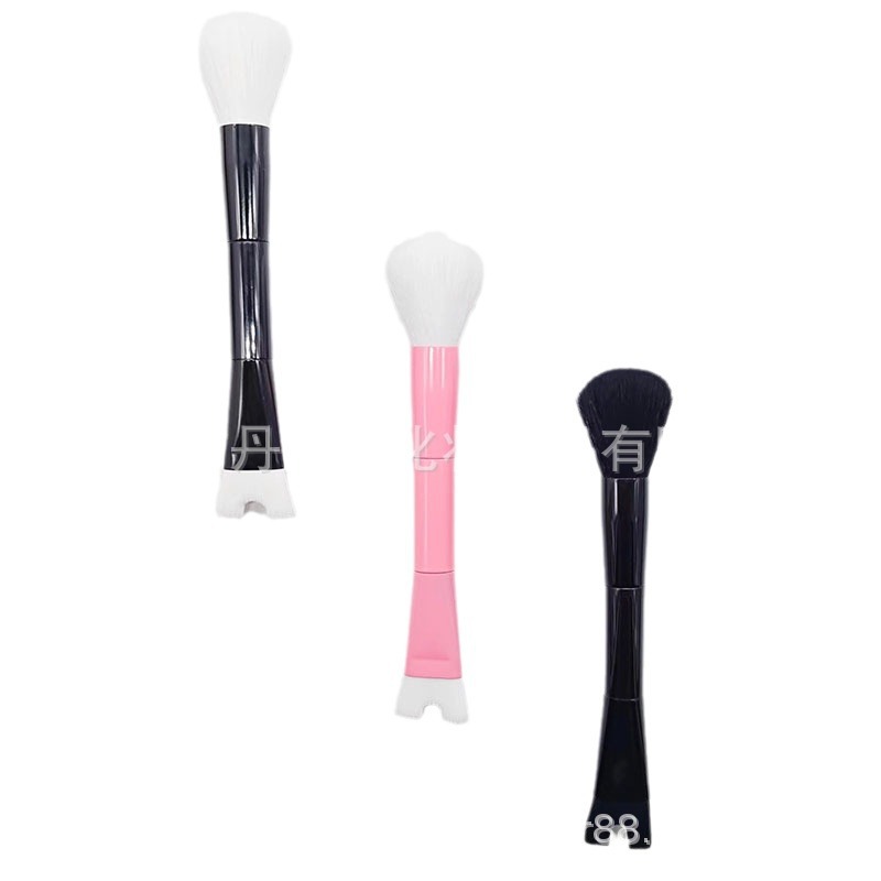 Nueva caliente de doble cabeza en forma de U nariz sombra polvo cepillo único portátil de alto brillo cepillo Fundación corrector maquillaje belleza herramientas
