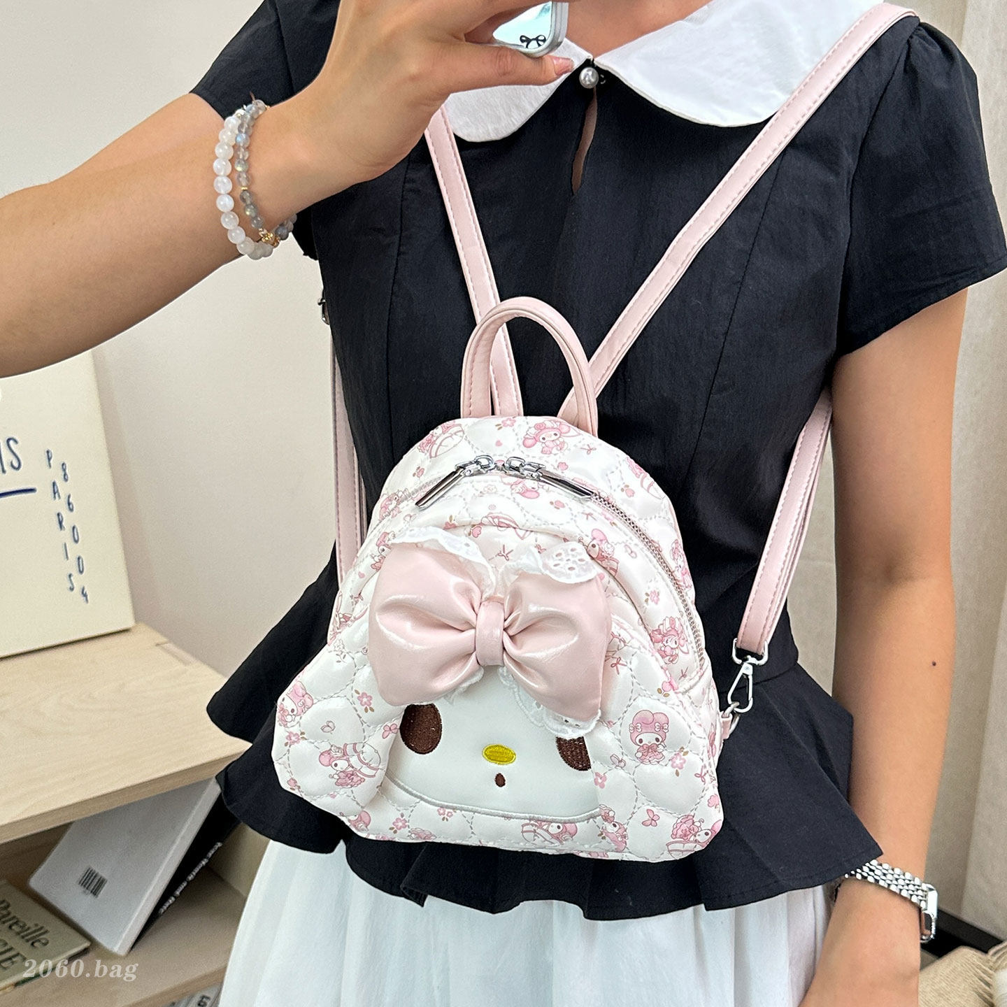 Gran capacidad de hombro 2026 Han Nichong lindas mochila de estudiantes de dibujos animados dulce versátil nueva mujer diaria viaje diario