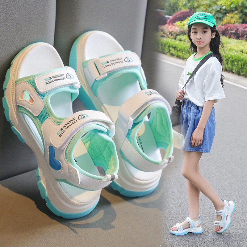 Sandalias para Niñas, Verano 2025, Nuevas Sandalias Abiertas de Moda para Niñas, Zapatos de Princesa para Niñas Mayores, Zapatos Deportivos de Playa con Suela Suave, a la Moda image 3